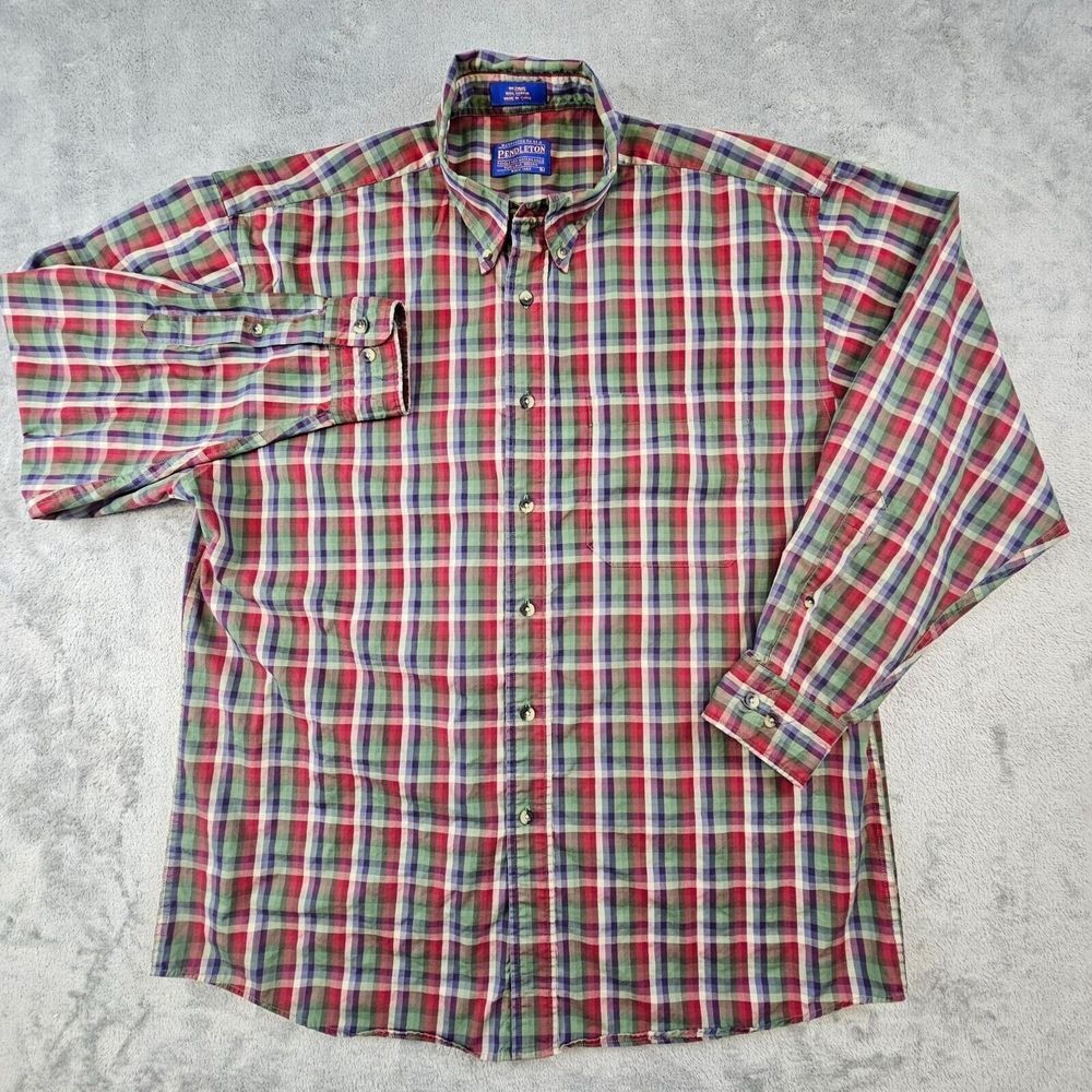 Pendleton Shirt Men's Large Multicolor Plaid‎ Button Down Casual Long Sleeve